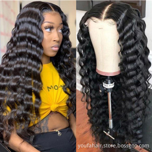 Cheap Human Hair Wigs For Black Women Brazilian Virgin Cuticle Aligned Human Hair 13x4 HD Lace Front Wig Loose Wave Hot Sale